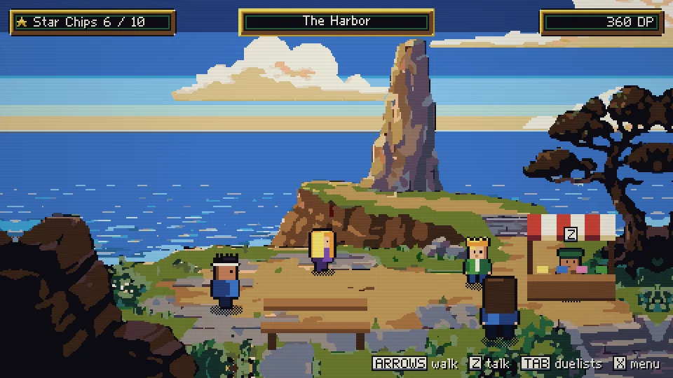 The harbor: duelists, the trader and the bench